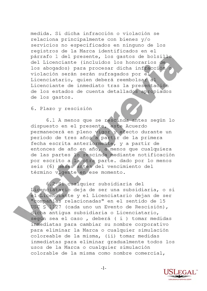 Preview Acuerdo de licencia de marca comercial, marca de servicio y nombre comercial dentro de la empresa