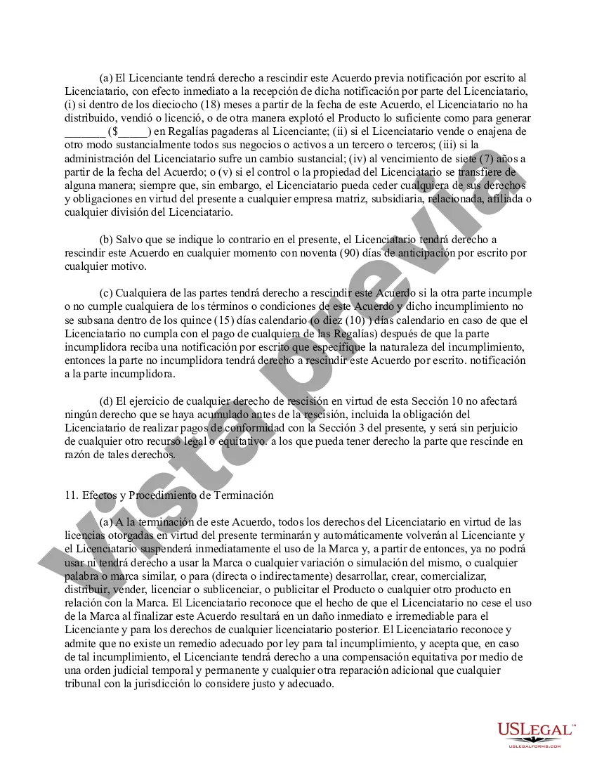 Preview Acuerdo de licencia de marca comercial exclusiva