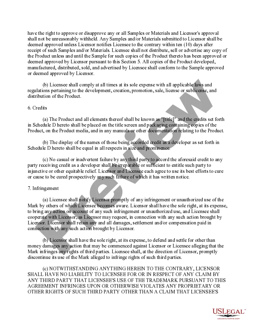 Preview Trademark License Agreement for use in Educational Market