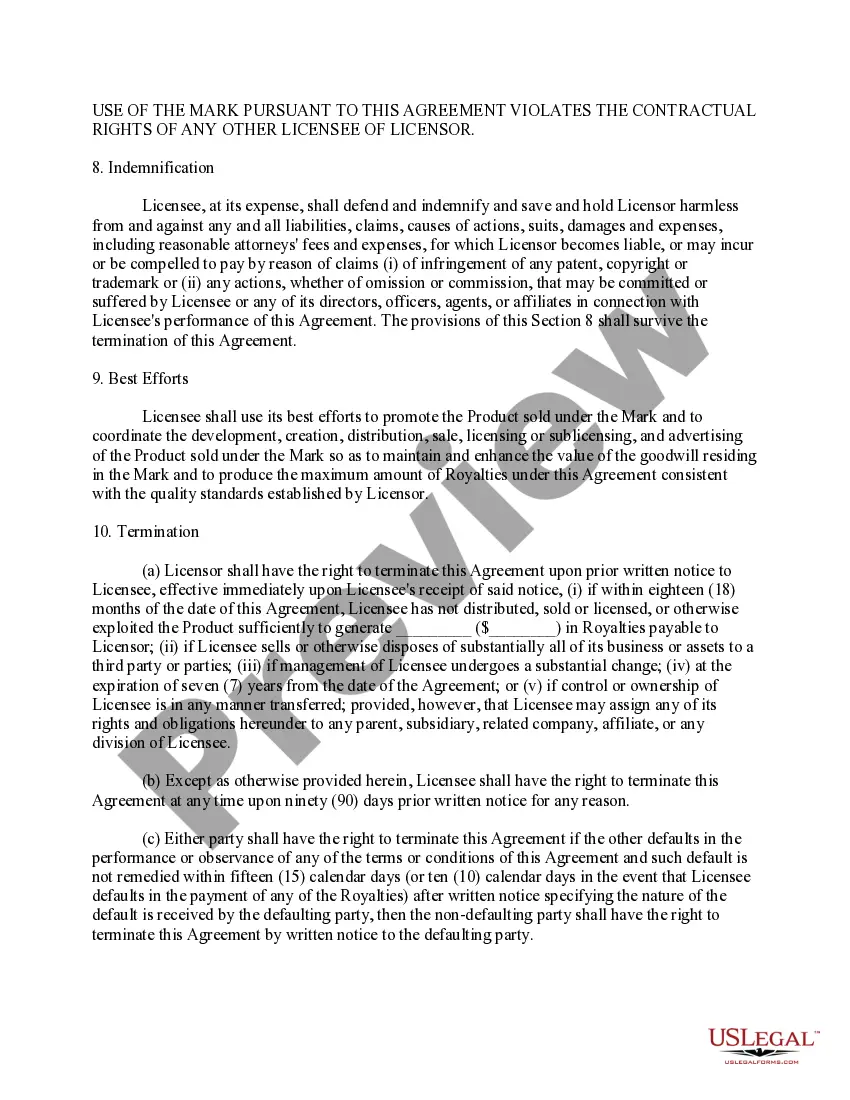 Preview Trademark License Agreement for use in Educational Market