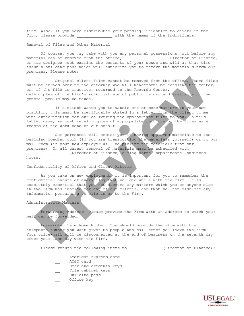 Get Memorandum to Resigning Partner Addressing Duties and Responsibilities Preview Memorandum to Resigning Partner Addressing Duties and Responsibilities