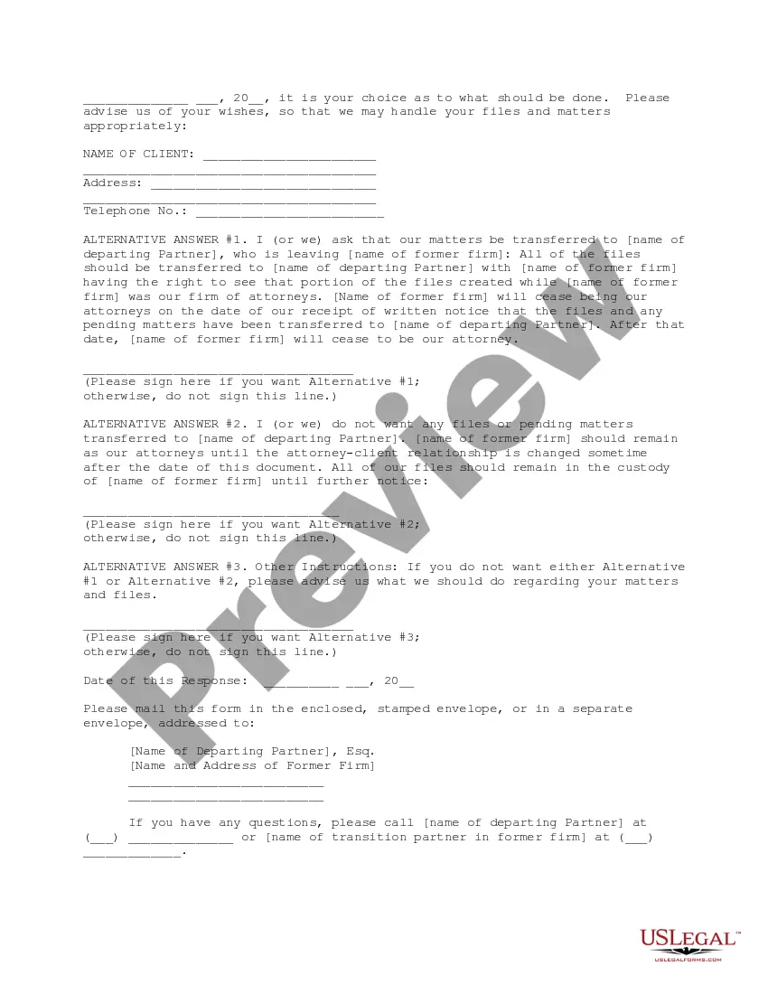 Get Letter from Individual Partner to Clients Preview Letter from Individual Partner to Clients