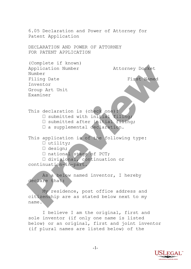page 0 Declaration and Power of Attorney for Patent Application preview