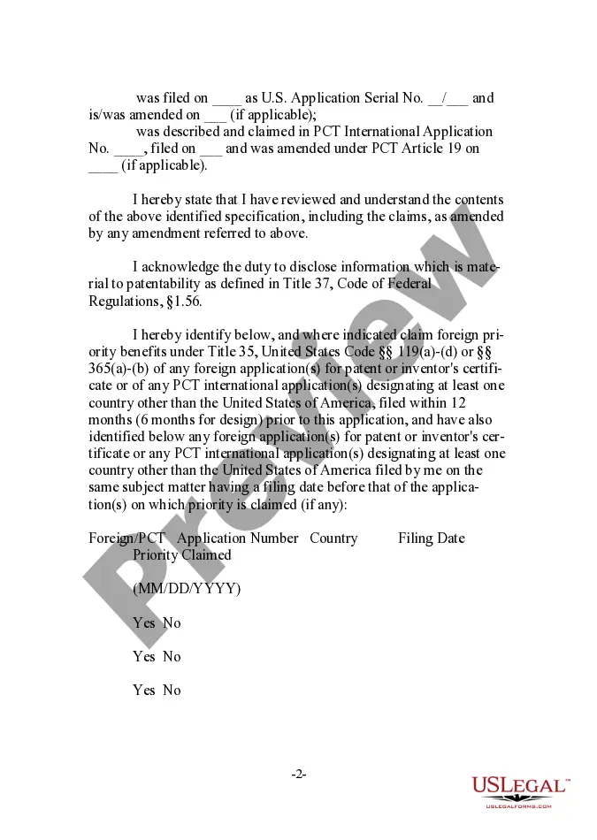 Get Declaration and Power of Attorney for Patent Application Preview Declaration and Power of Attorney for Patent Application