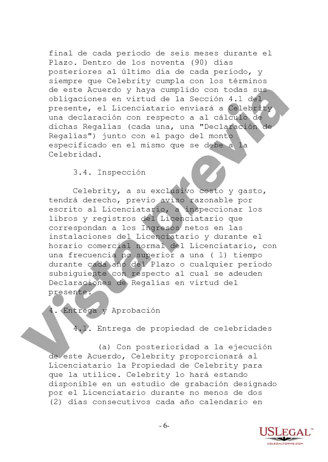 Preview Acuerdo de licencia de celebridades