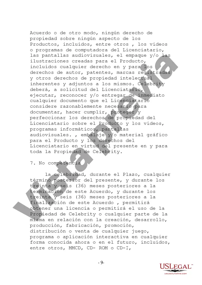 Preview Acuerdo de licencia de celebridades