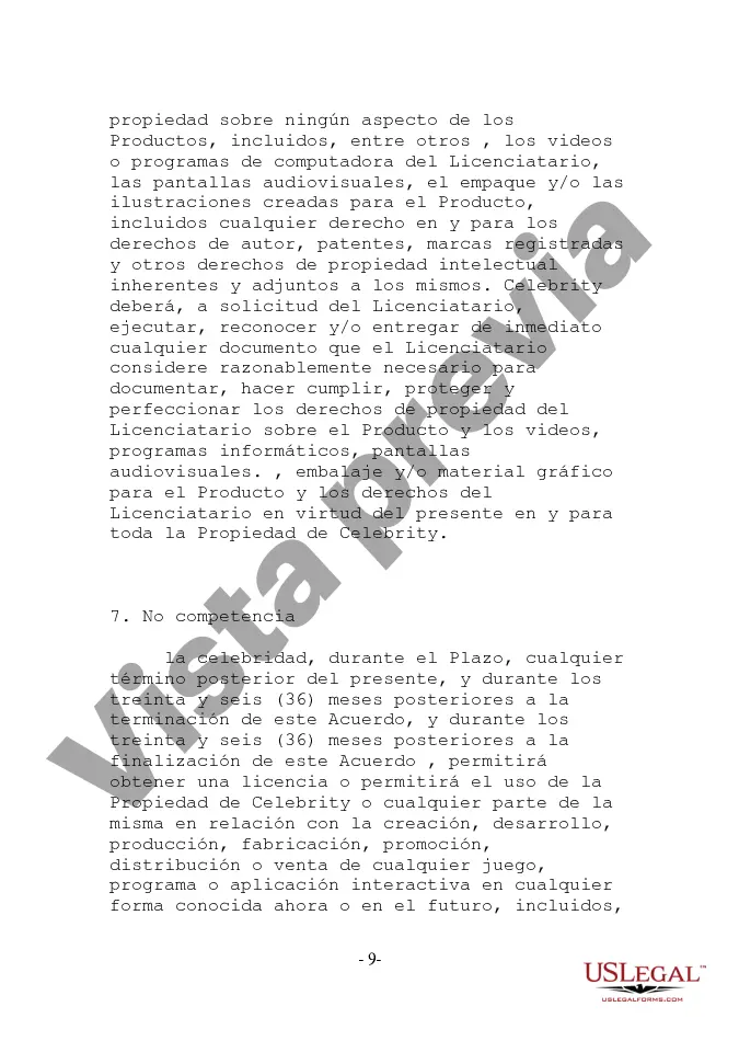 Preview Acuerdo de endoso complejo