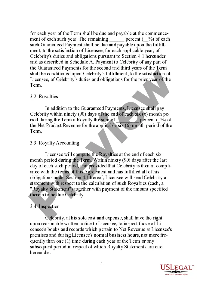 Preview Complex Endorsement Agreement