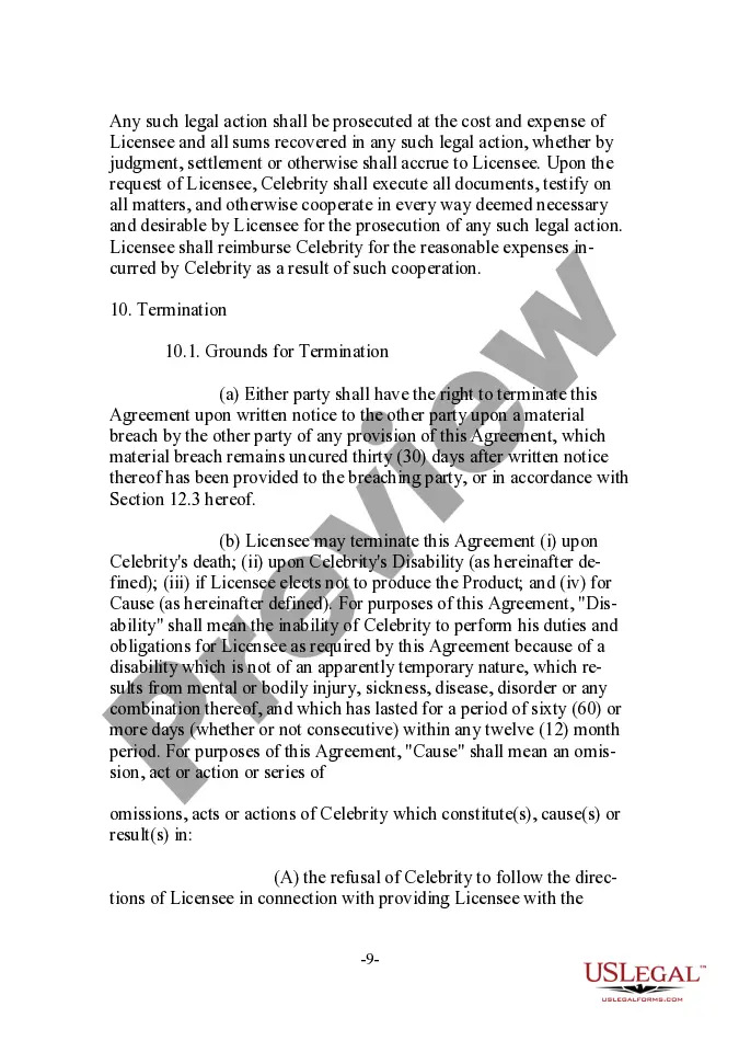 Preview Complex Endorsement Agreement