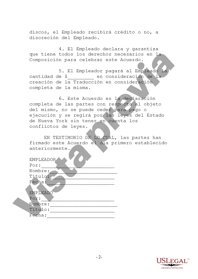 Preview Acuerdo de trabajo por contrato - Traducción de letras