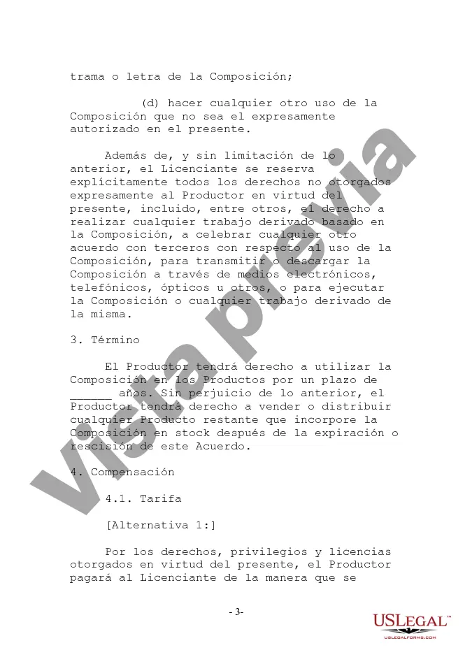 Preview Licencia de Sincronización y Ejecución Pública para Multimedia