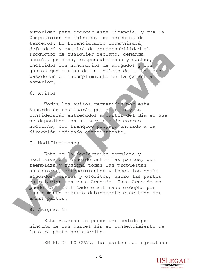 Preview Licencia de Sincronización y Ejecución Pública para Multimedia