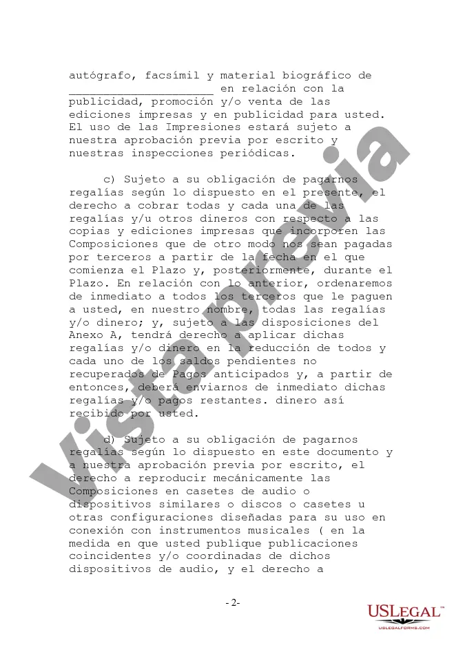 Preview Carta Acuerdo de Publicación de Composiciones Musicales