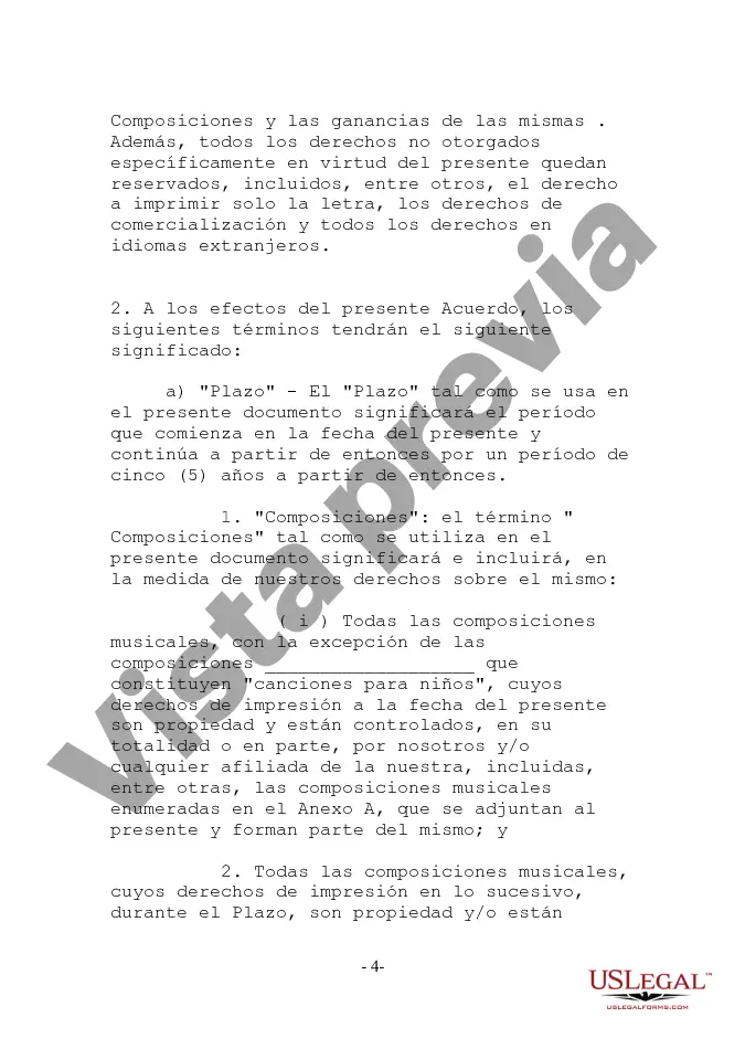 Preview Carta Acuerdo de Publicación de Composiciones Musicales