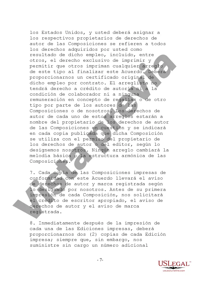 Preview Carta Acuerdo de Publicación de Composiciones Musicales