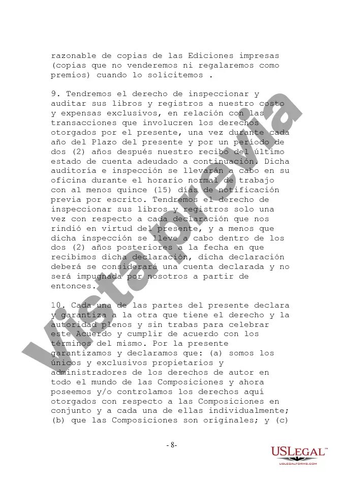 Preview Carta Acuerdo de Publicación de Composiciones Musicales