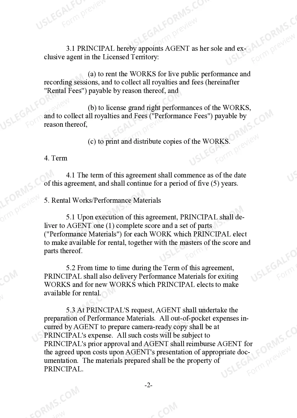 Preview Musical Composition Agency Agreement