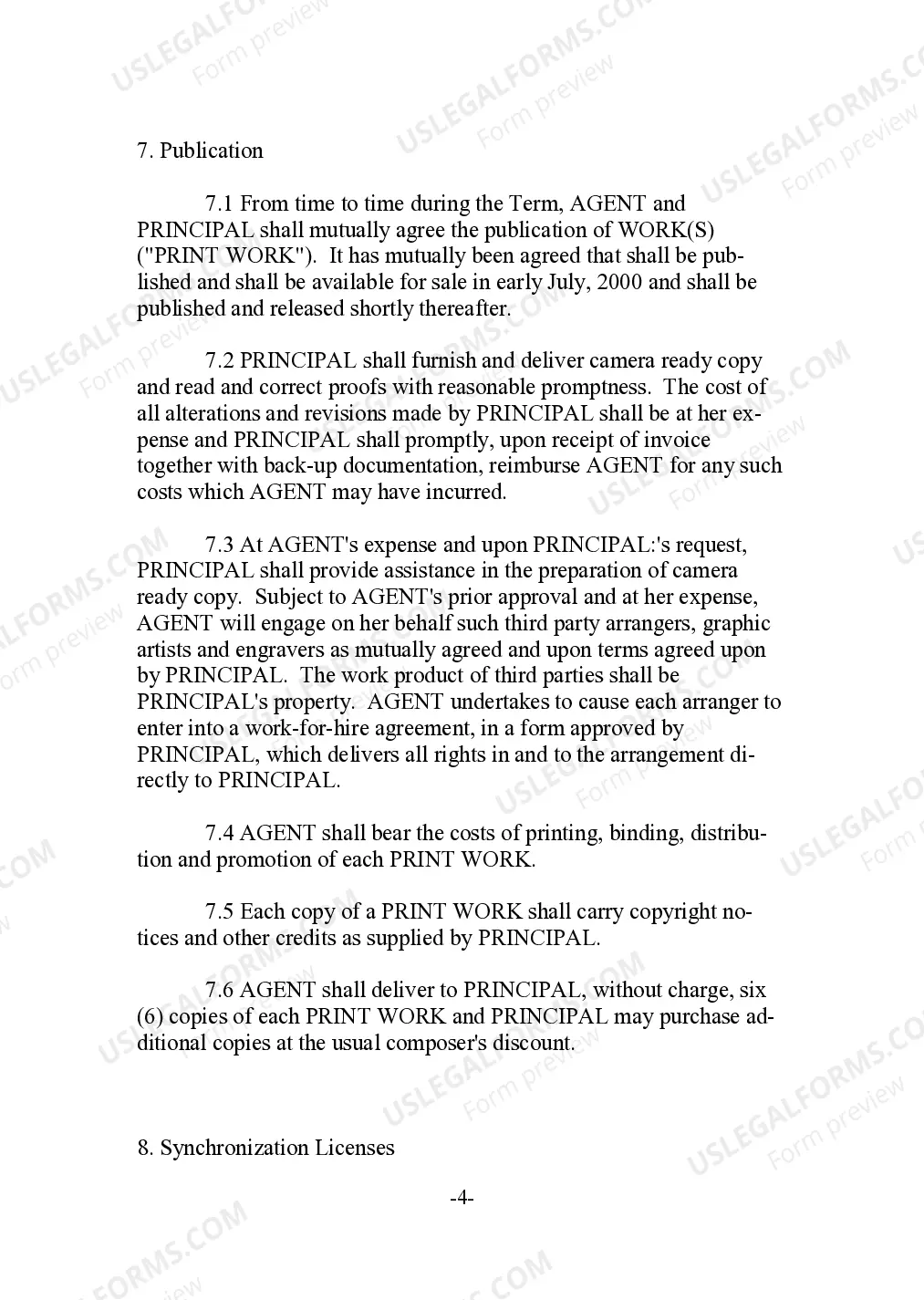 Preview Musical Composition Agency Agreement