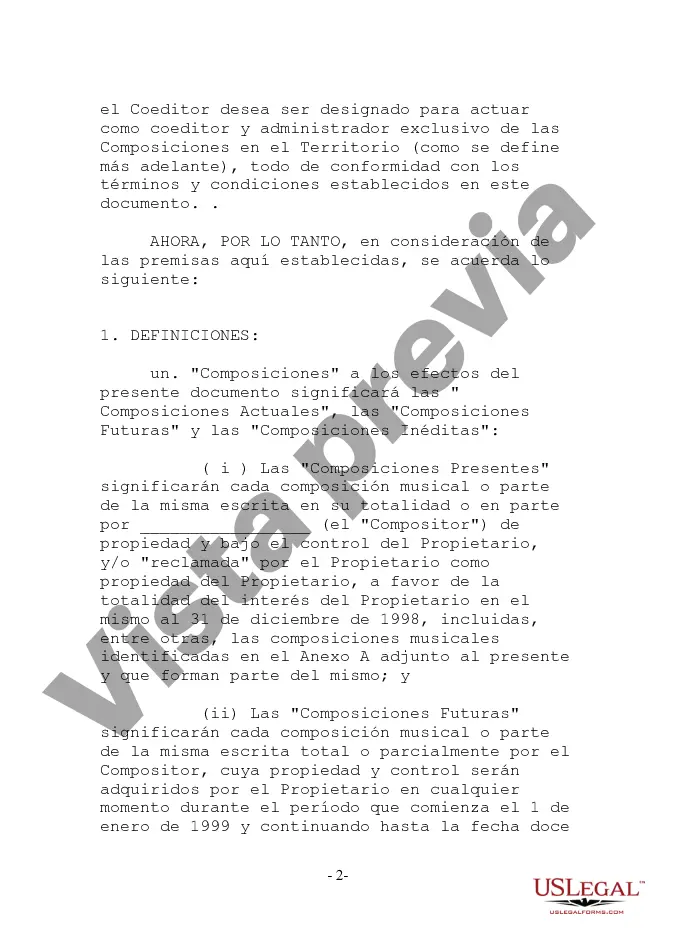 Preview Acuerdo de Coedición de Composiciones Musicales