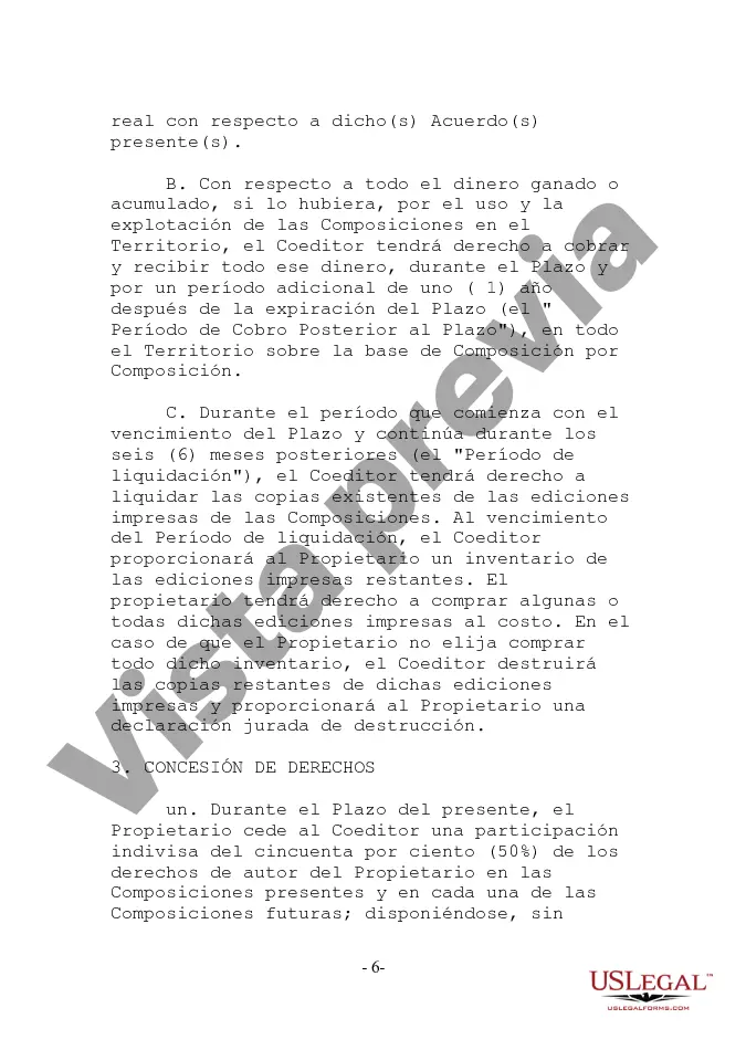 Preview Acuerdo de Coedición de Composiciones Musicales