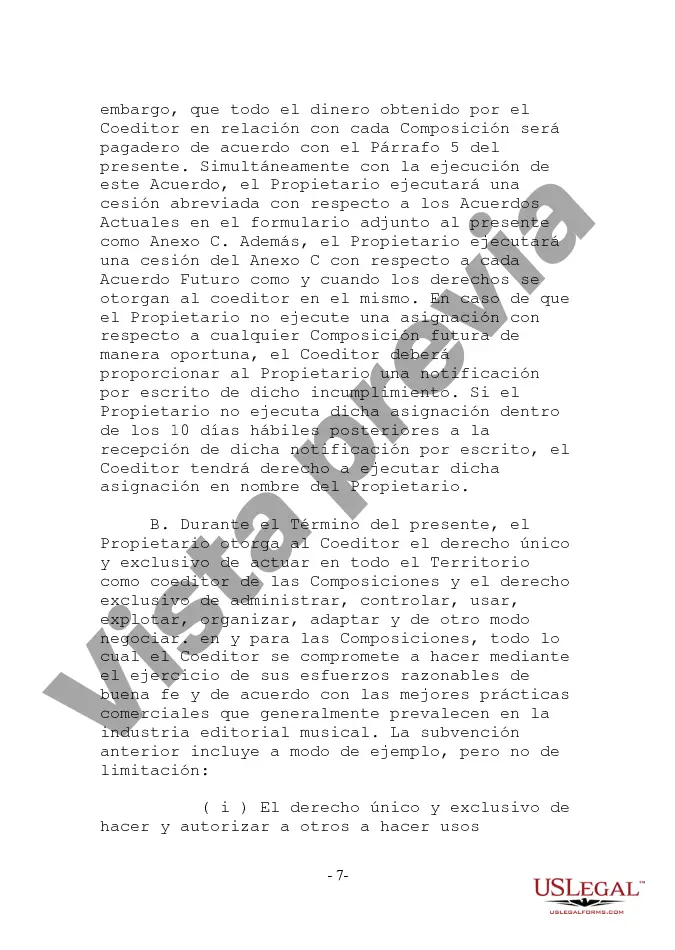 Preview Acuerdo de Coedición de Composiciones Musicales