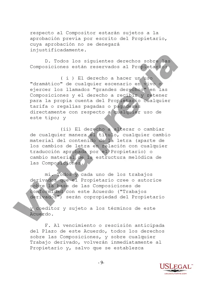Preview Acuerdo de Coedición de Composiciones Musicales