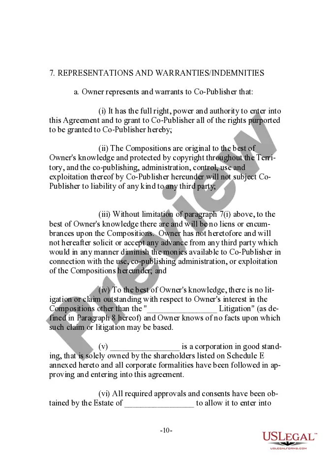 Preview Musical Compositions Co-Publishing Agreement