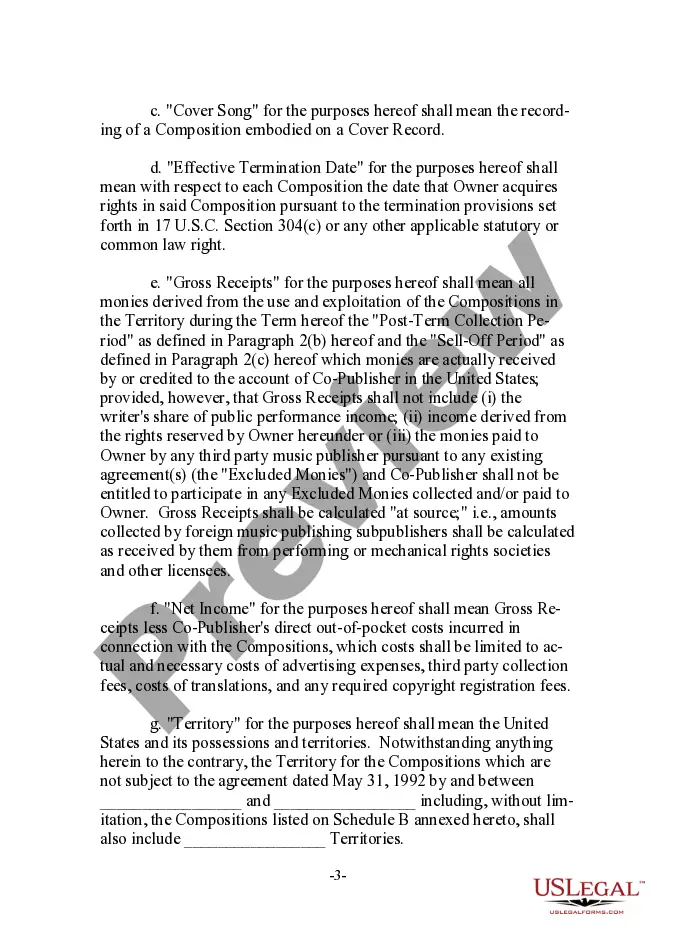 Preview Musical Compositions Co-Publishing Agreement