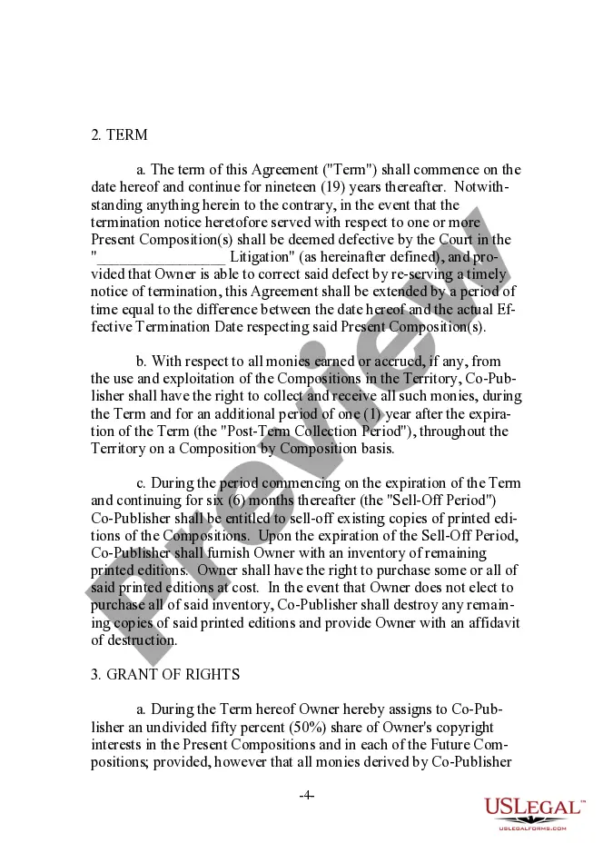 Preview Musical Compositions Co-Publishing Agreement