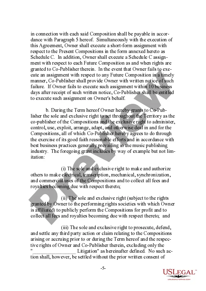Preview Musical Compositions Co-Publishing Agreement