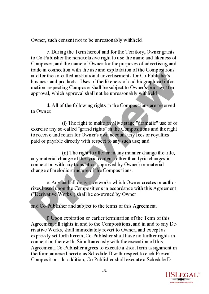 Preview Musical Compositions Co-Publishing Agreement