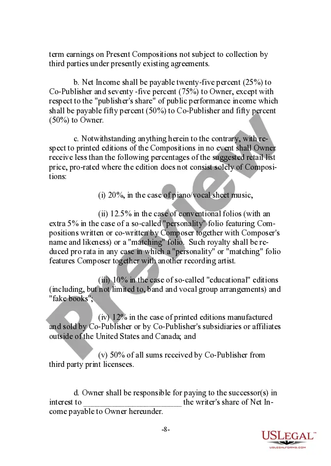 Preview Musical Compositions Co-Publishing Agreement