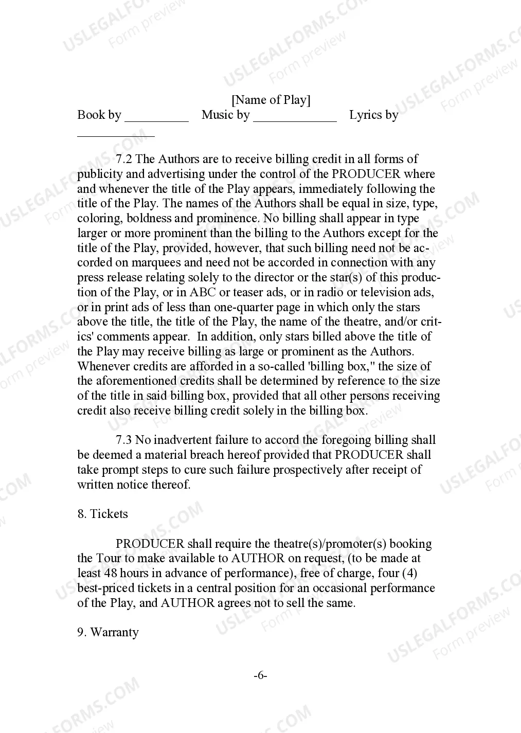 Preview Dramatic or Musical Work or Play Tour License