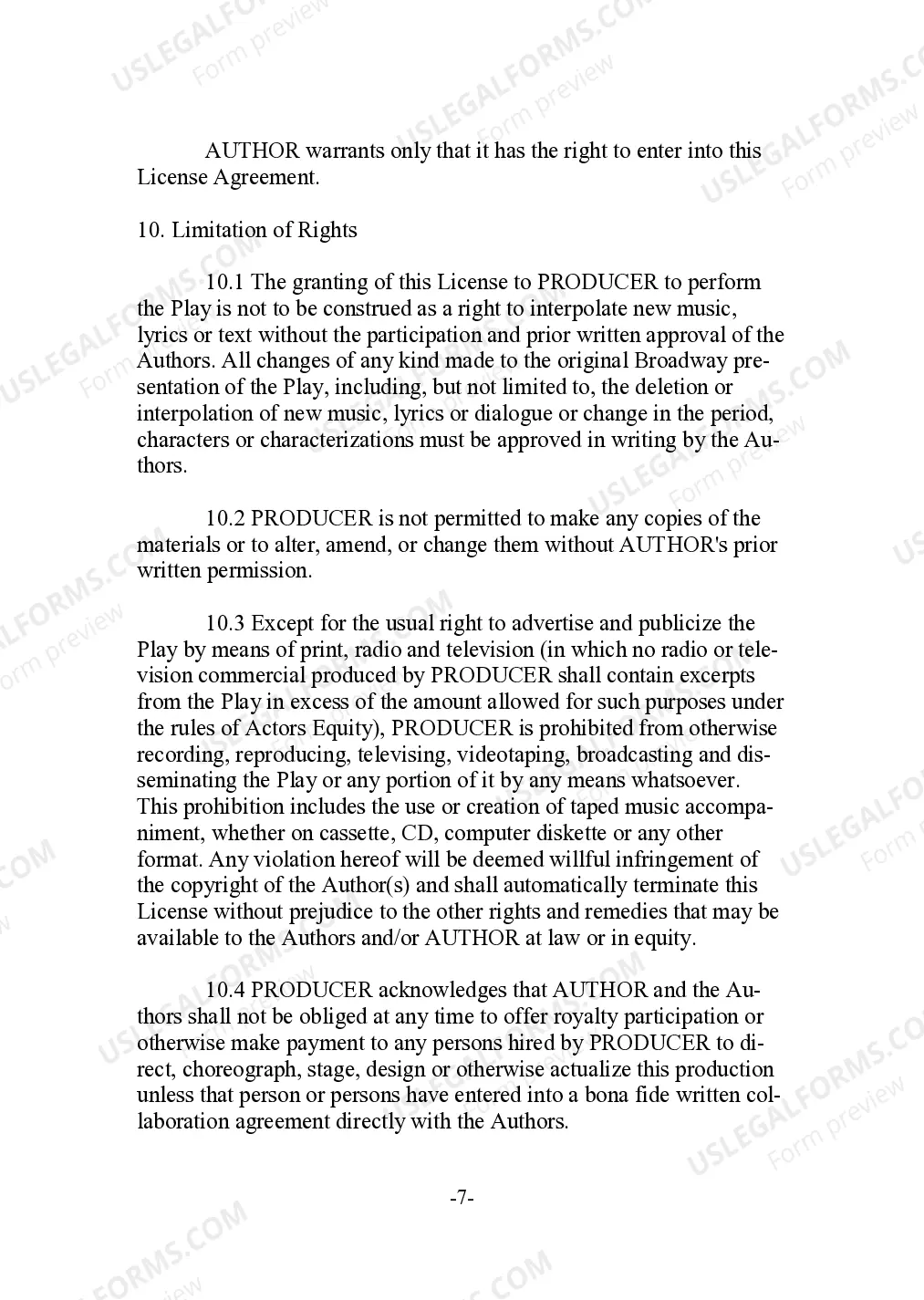 Preview Dramatic or Musical Work or Play Tour License