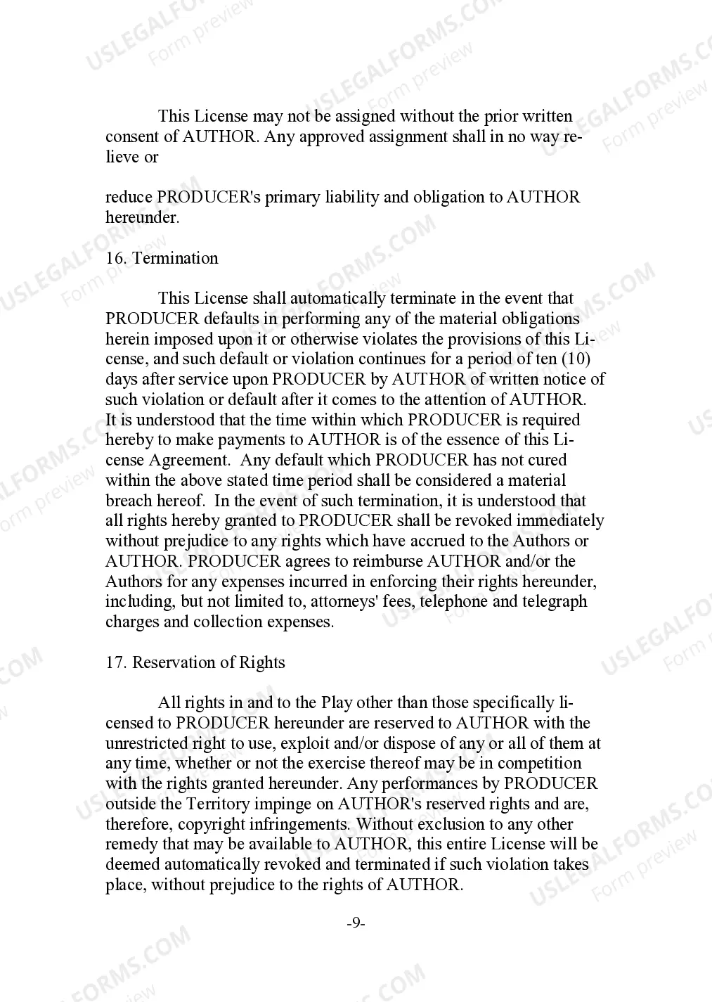 Preview Dramatic or Musical Work or Play Tour License