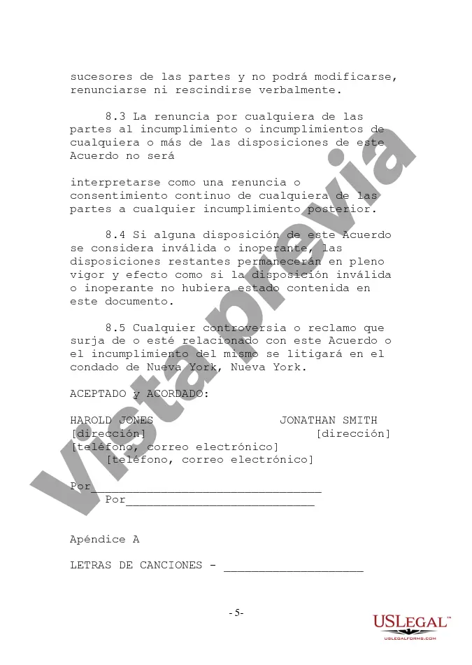 Preview Licencia de colaboración de canciones