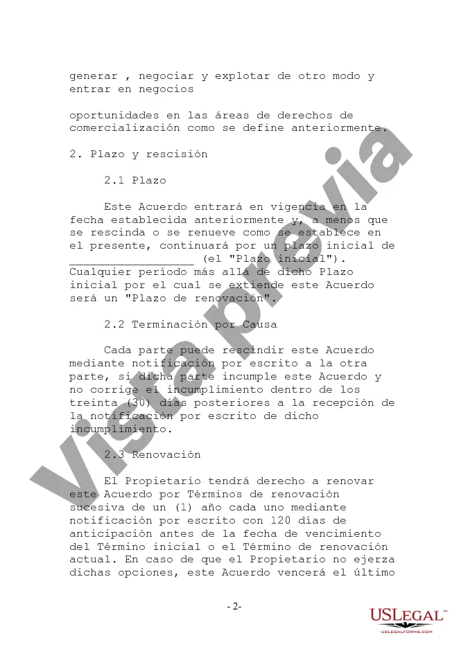 Preview Acuerdo de agente de licencias