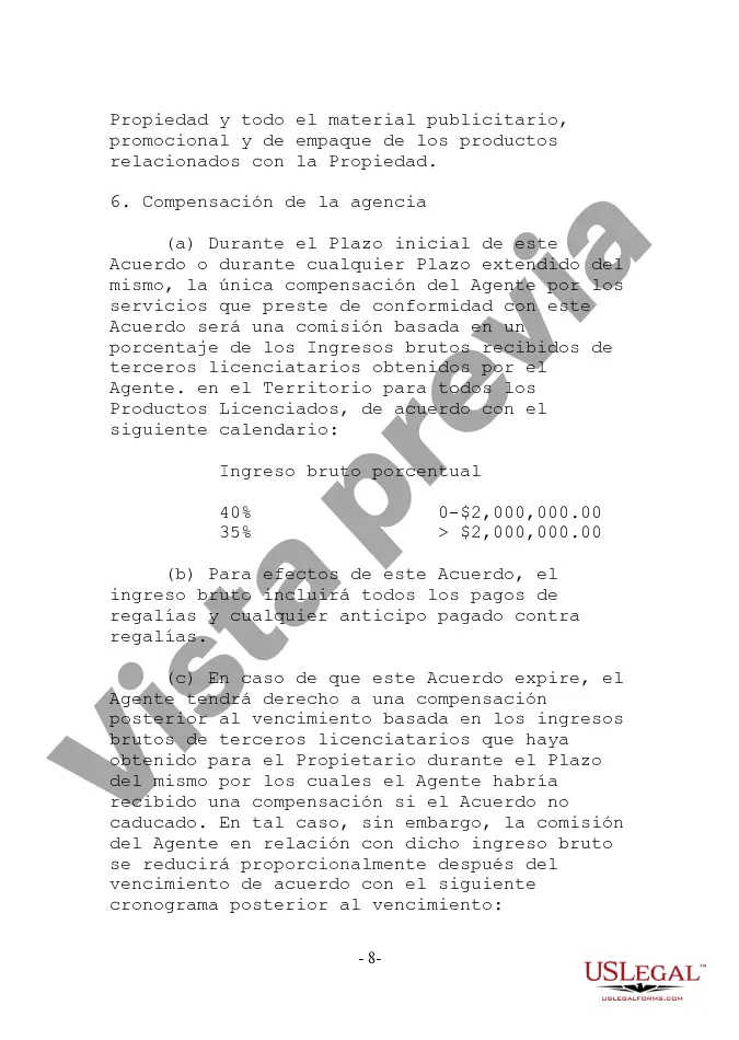 Preview Acuerdo de agente de licencias