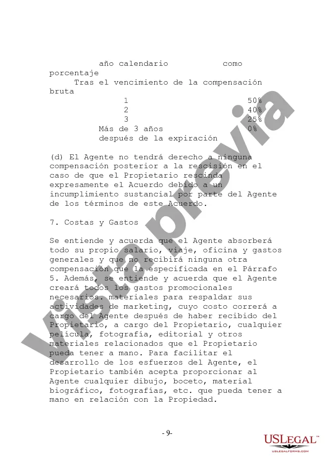 Preview Acuerdo de agente de licencias