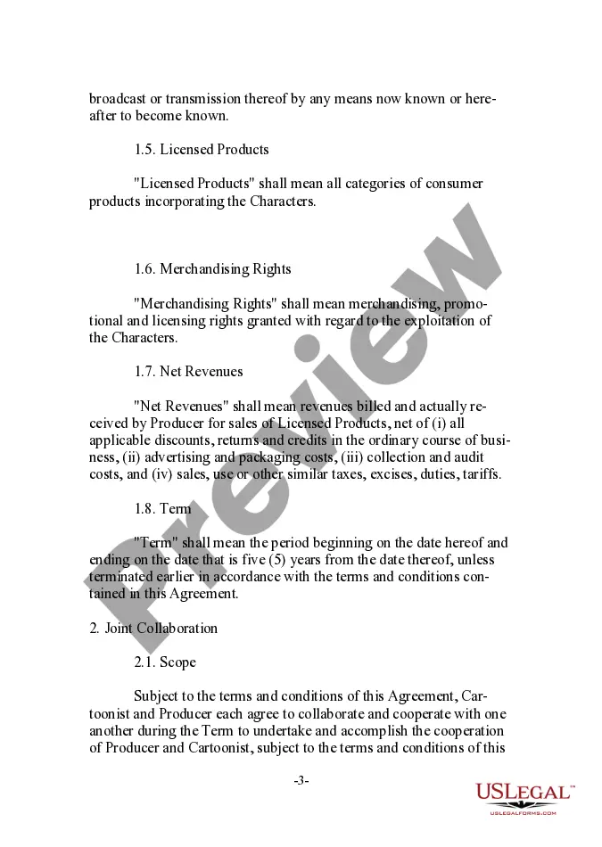 Preview Cartoonist License and Merchandising Agreement