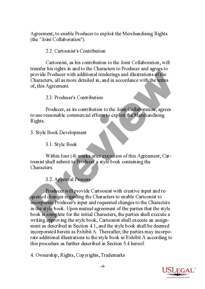 Preview Cartoonist License and Merchandising Agreement