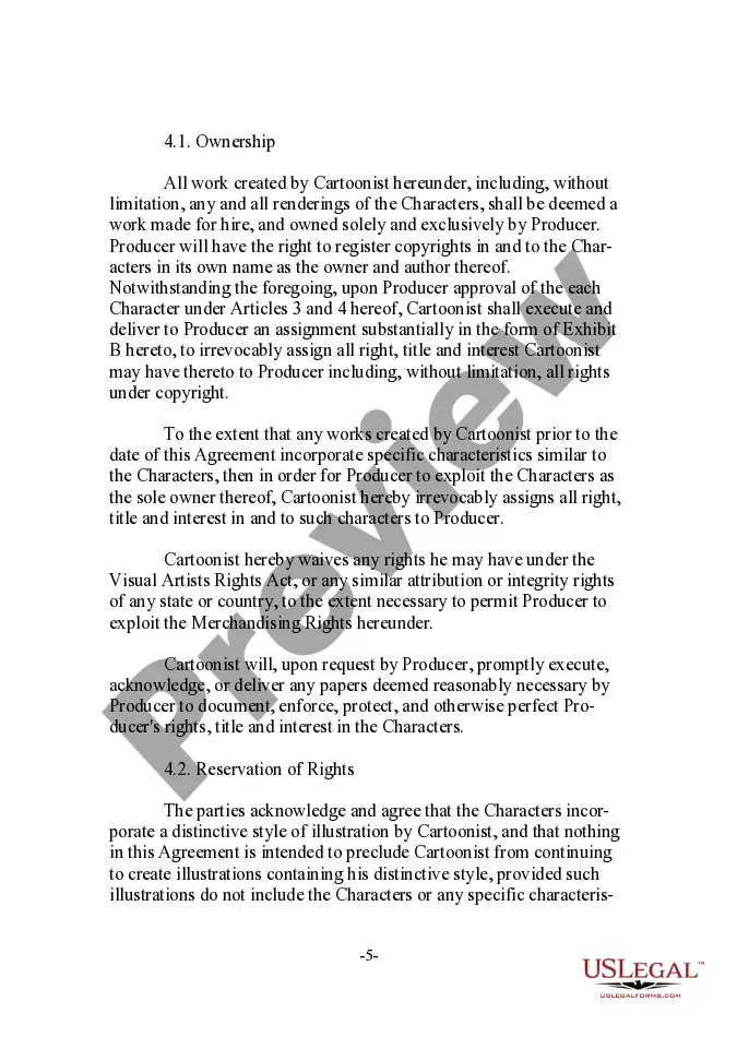 Preview Cartoonist License and Merchandising Agreement