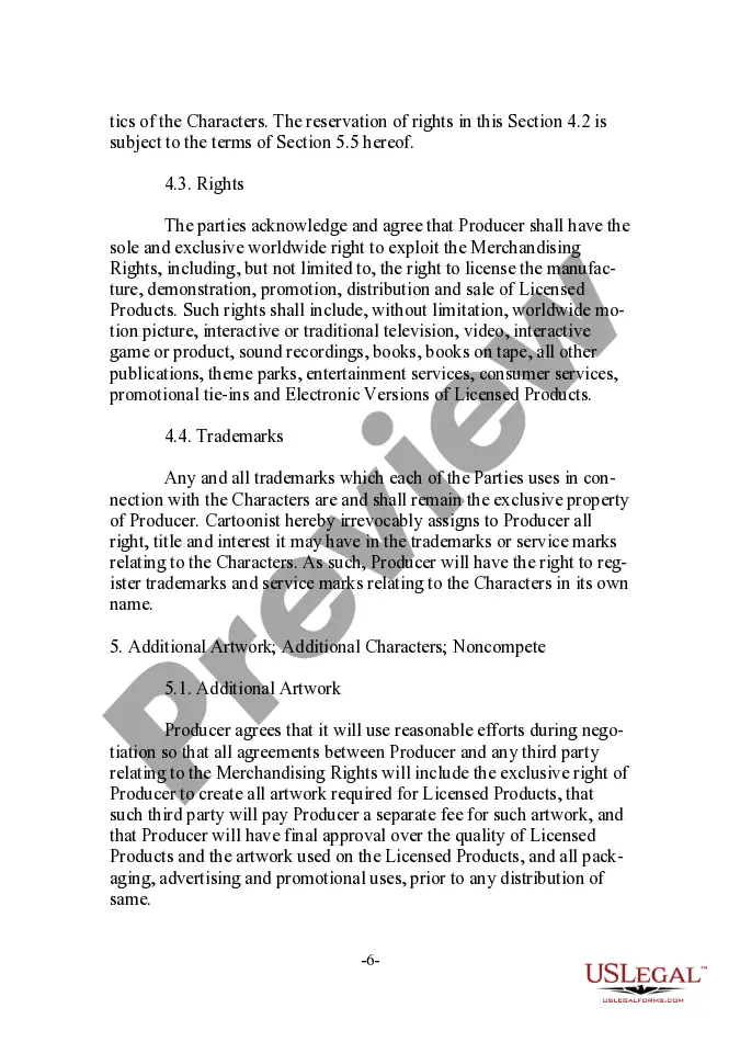 Preview Cartoonist License and Merchandising Agreement