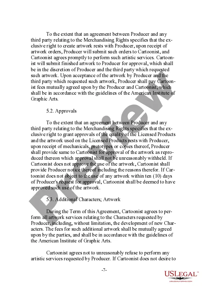 Preview Cartoonist License and Merchandising Agreement
