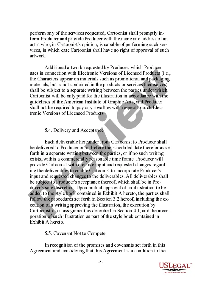 Preview Cartoonist License and Merchandising Agreement