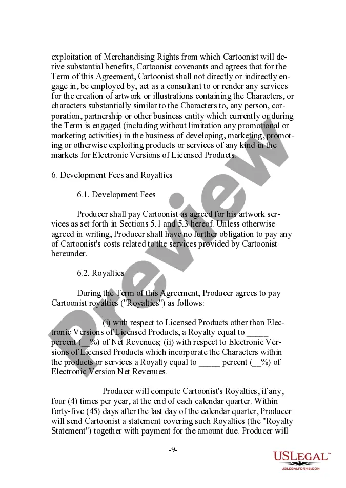 Preview Cartoonist License and Merchandising Agreement