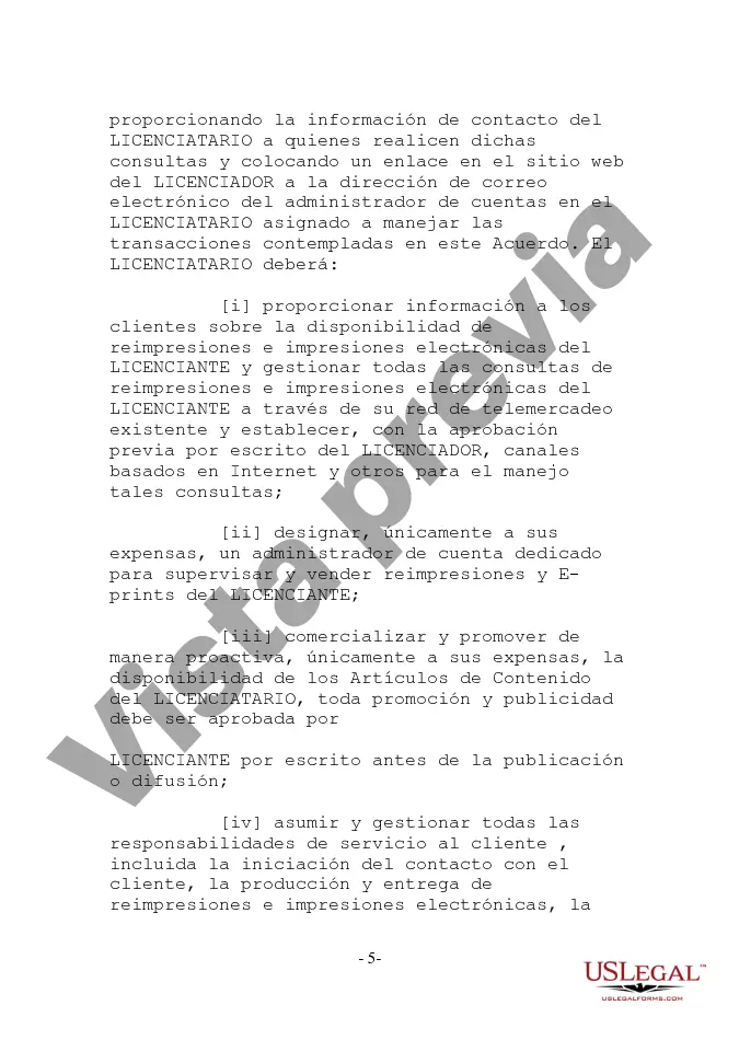 Preview Acuerdo de licencia de ventas de reimpresión