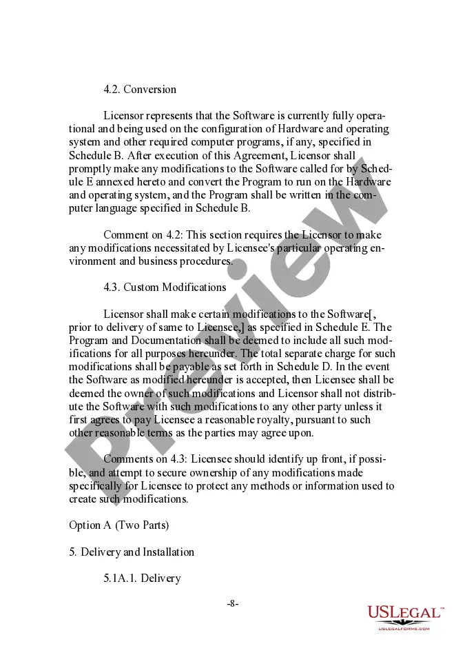 Preview Annotated User-Oriented Software License Agreement with Software Maintenance Agreement