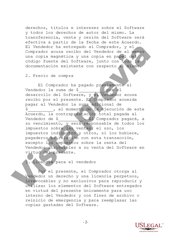 Preview Venta y licencia de software - Acuerdo anterior
