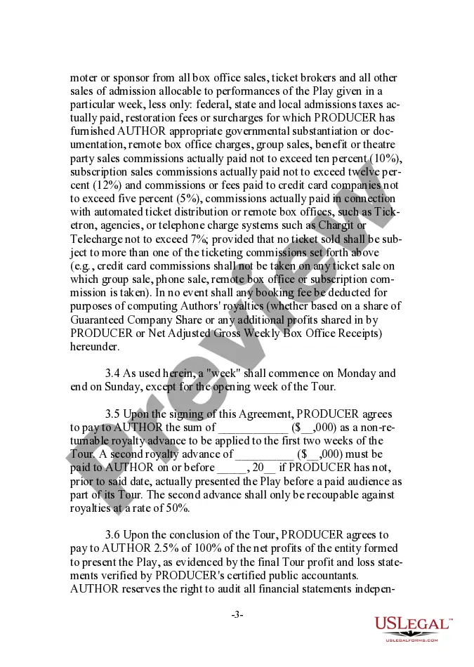 Preview Grand Rights Tour License - Live Stage Performance of Dramatic - Musical Work